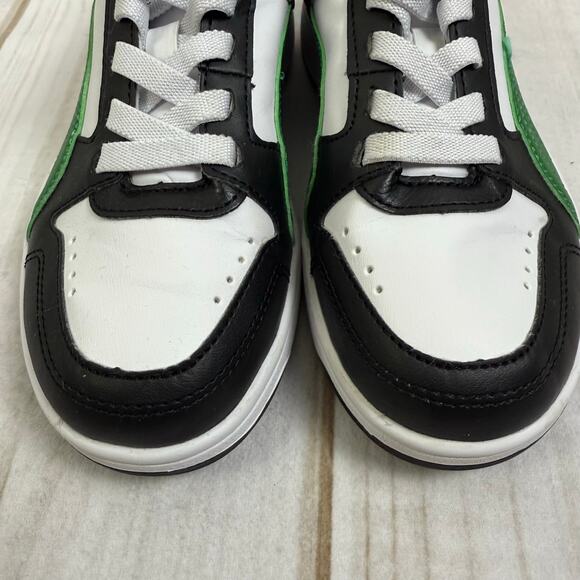 Puma Kids Rebound V6 Black White Green Low Top Sneakers Size 2Y - Picture 5 of 7